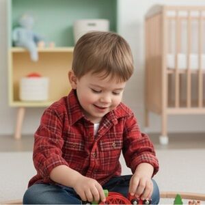 Catimini button down red plaid